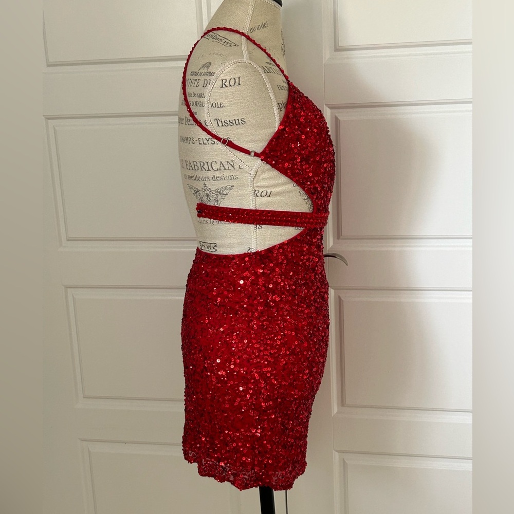 Scala Ruby Red Fully Beaded Evening Cocktail Mini… - image 5